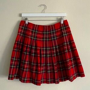 Red and Black Plaid Button Skater Pleated Mini Skirt